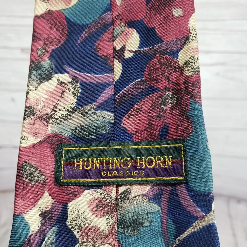Hunting Horn Classics Men's Floral 100%Silk Handmade Neck Tie